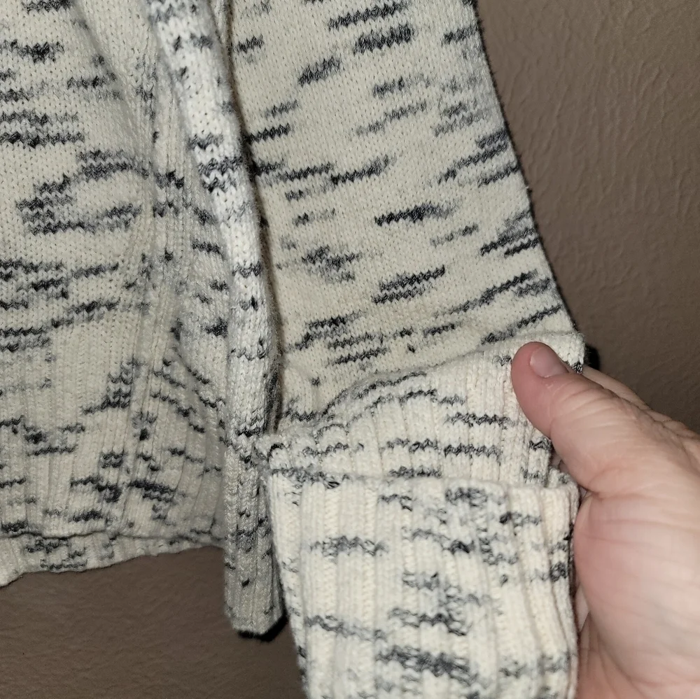 J. Crew Speckled Cotton Sweater Large Ivory Charcoal